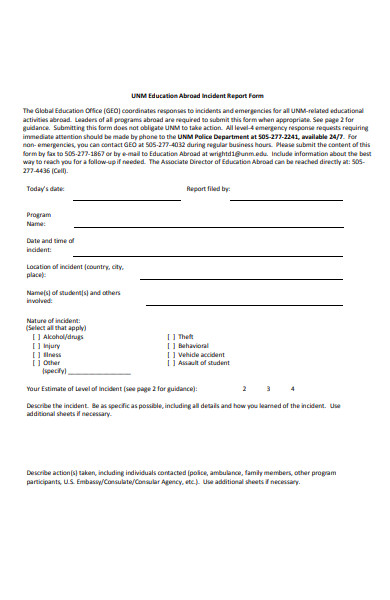 educational abroad incident report form