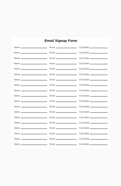email signup form template1