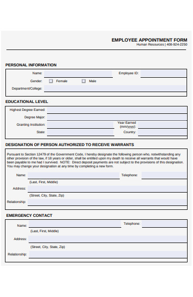 FREE 56+ Appointment Form Samples, PDF, MS Word, Google Docs