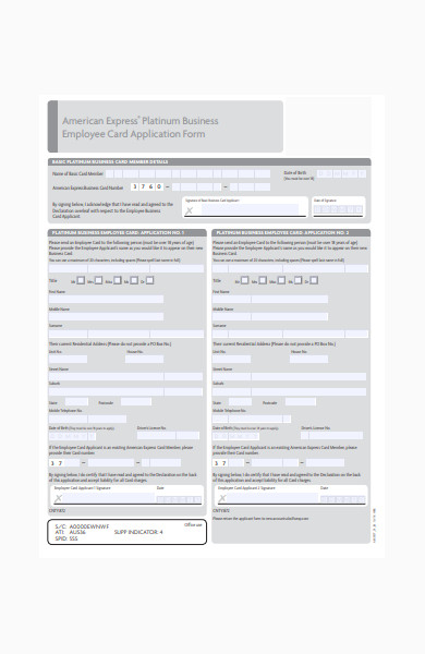 employee business card application form