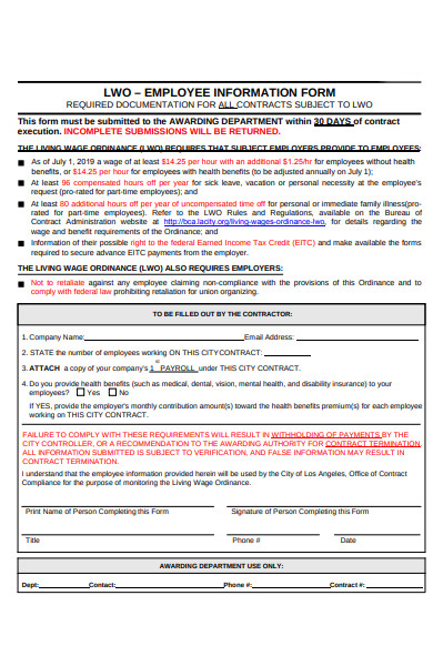 employee contractor information form