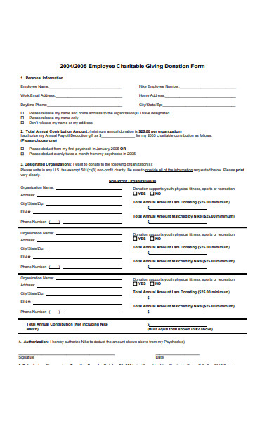 employee donation form