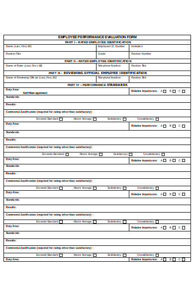 employee evaluation rating form