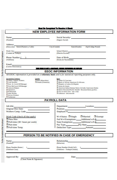 employee hire information form