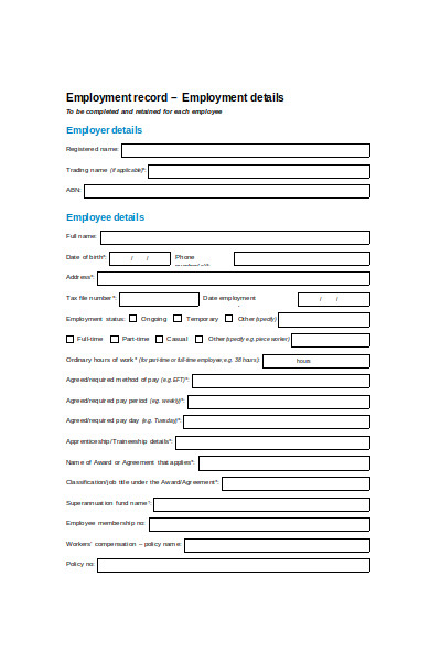 FREE 33+ Employee Information Forms in PDF | MS Word | Excel