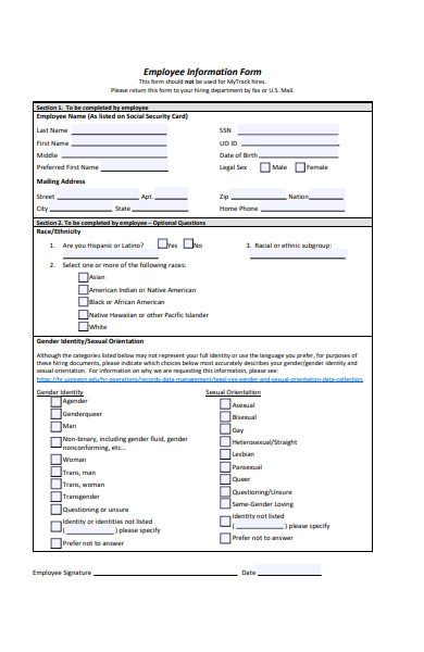 employee release information form