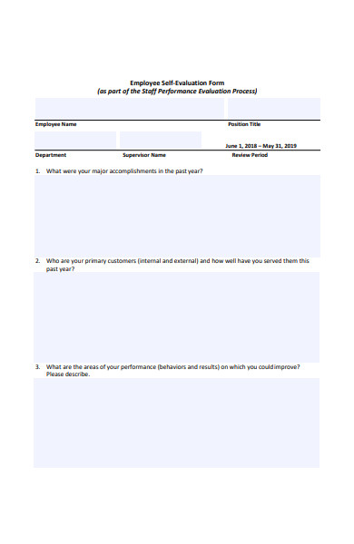 employee self evaluation form