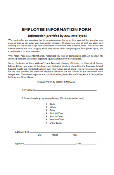employee survey information form