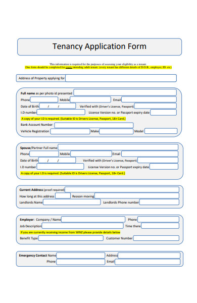 employer tenancy application form