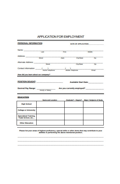 FREE 56+ Job Application Form Samples, PDF, Word, Google Docs