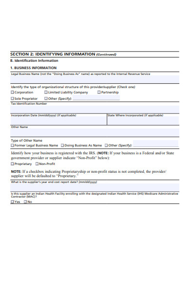enrolment application form