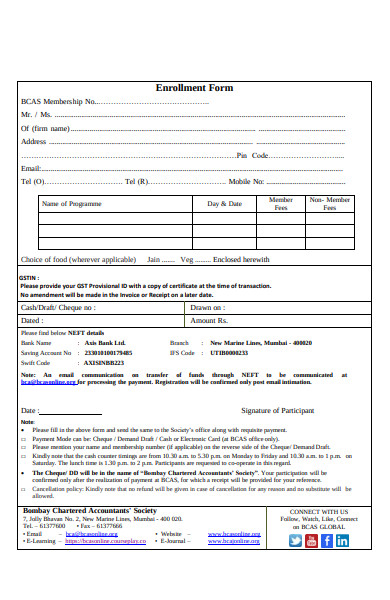 enrolment membership form