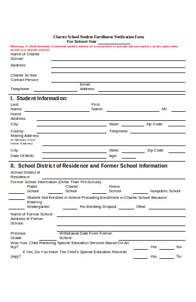 enrolment notification form