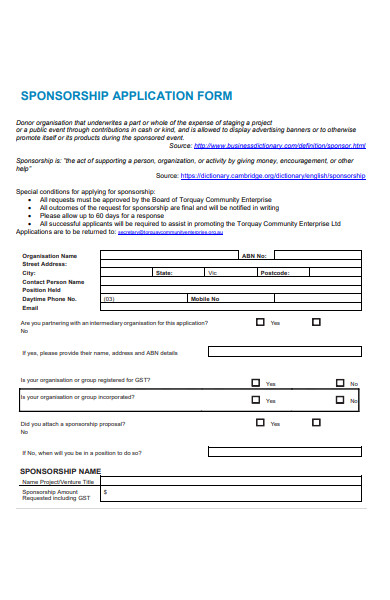 enterprise sponsorship application form