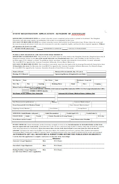 event registration application form