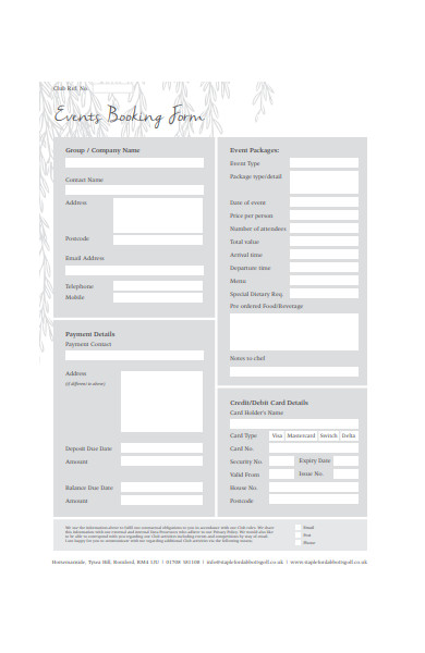 FREE 52  Event Booking Forms in PDF MS Word XLS