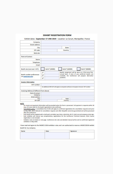 exhibit registration signup form