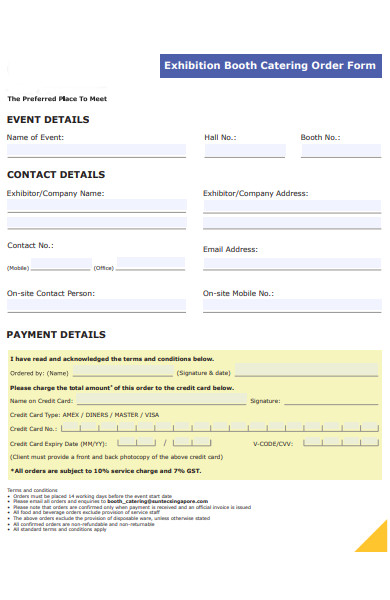 exhibition catering order form