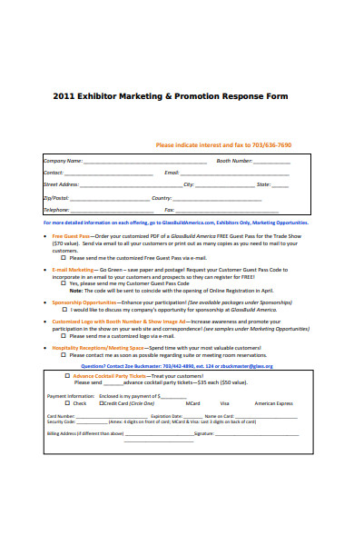 exhibitor marketing form