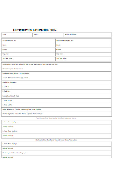 exit interview information form