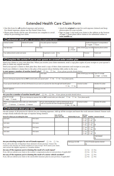 extended healthcare form