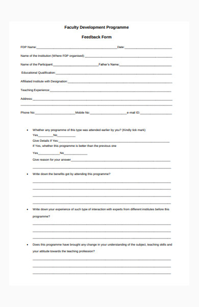 faculty feedback form