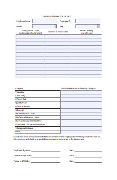 faculty leave report form