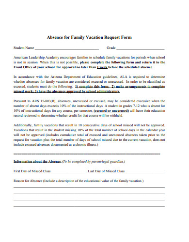 family vacation request form