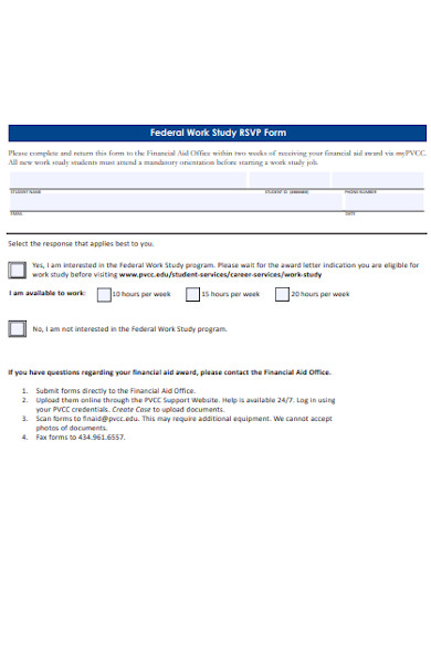 federal work study rsvp form