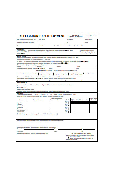 formal job application form example