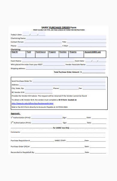 formal purchase order form