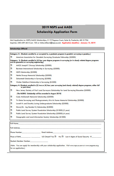 formal scholarship application form template