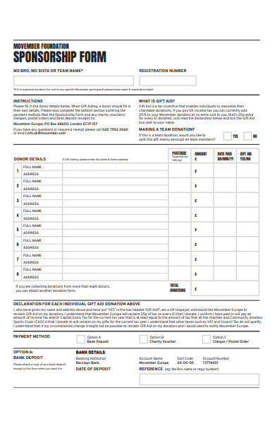 foundation sponsorship form