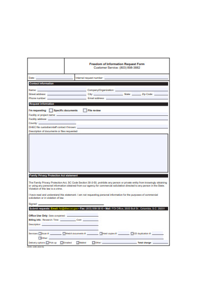 freedom of information request form in pdf