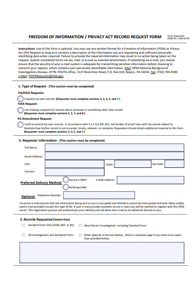 freedom of information request form