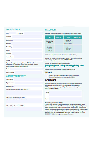 fundraising event registration form