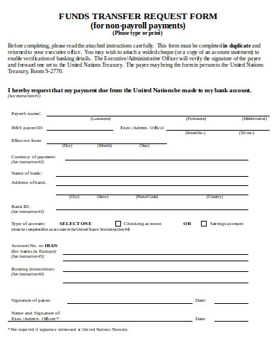 funds transfer request form