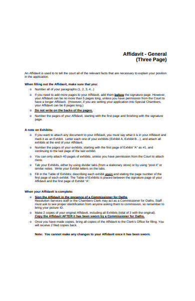 general affidavit form in pdf