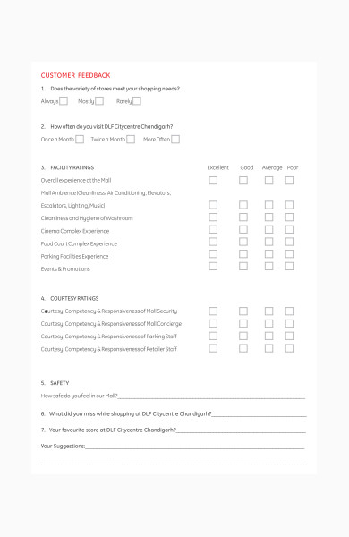 general customer feedback form