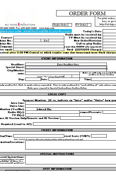 general delivery order form