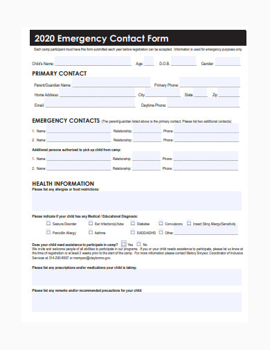 general emergency contact form