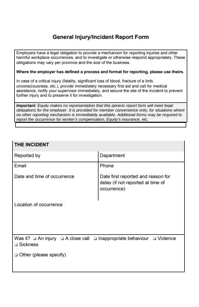 general incident report form
