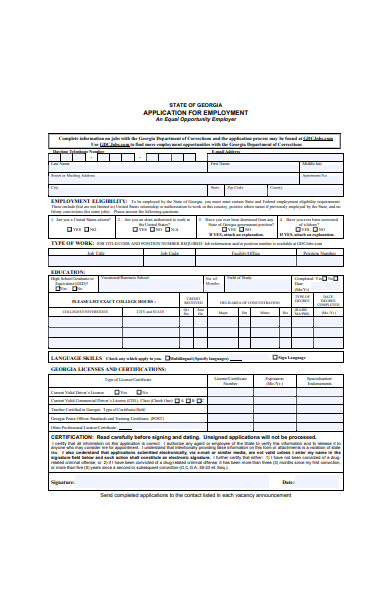 general job application form sample