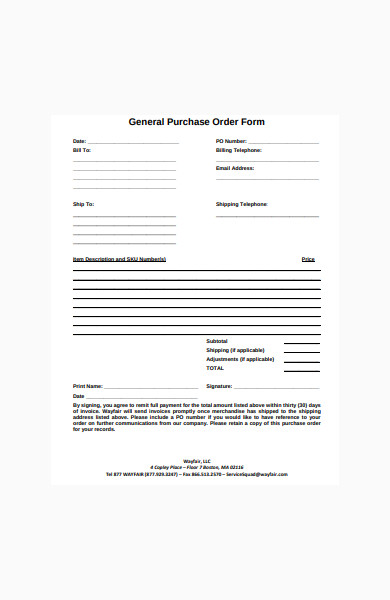 general purchase order form
