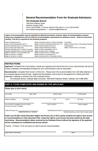 general recommendation form