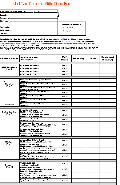 gift delivery order form