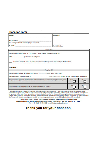 gift donation form