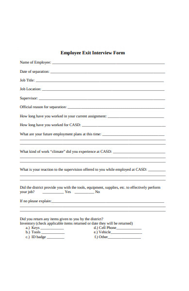 hr office exit interview form