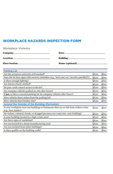 hazards inspection form