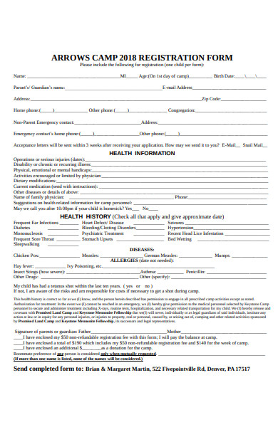 health camp registration form